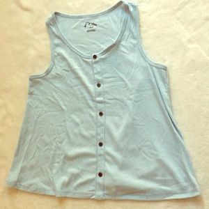 Light blue tank top with show buttons